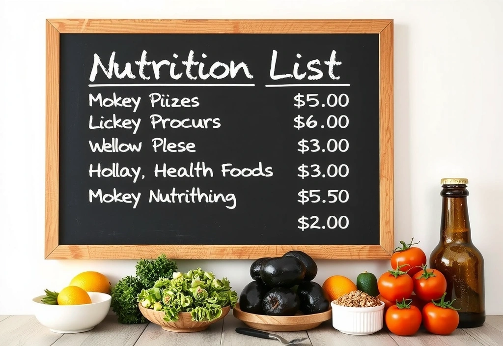 Preisliste und Leistungen auf einer Tafel